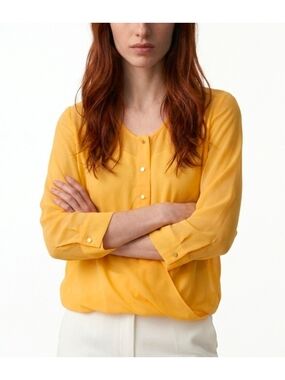 bebe Mustard Yellow Button-Front Blouse